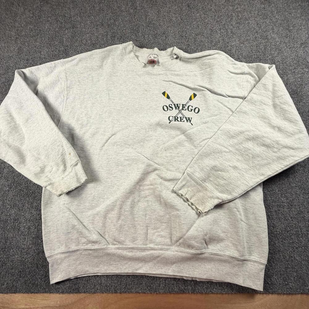 Vintage Oswego Crew‎ Sweatshirt XL Gray Fruit of the Loom USA #1339